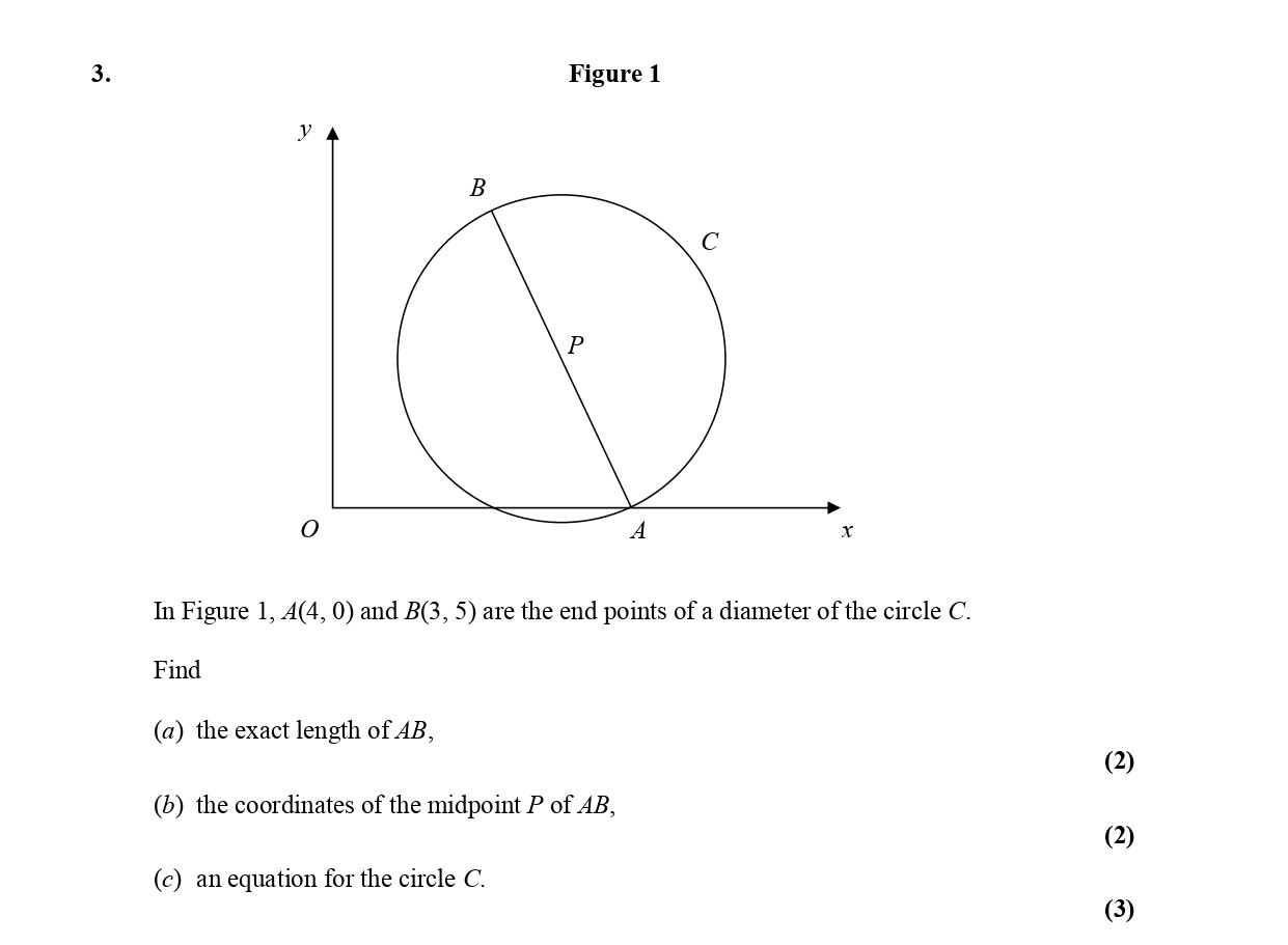 In-Figure-1,-A(4,-0)-and-B(3,-5)-are-the-end-points-of-a-diameter-of-the-circle-C-Edexcel-A-Level Maths Pure-Question 5-2006-Paper 2.png